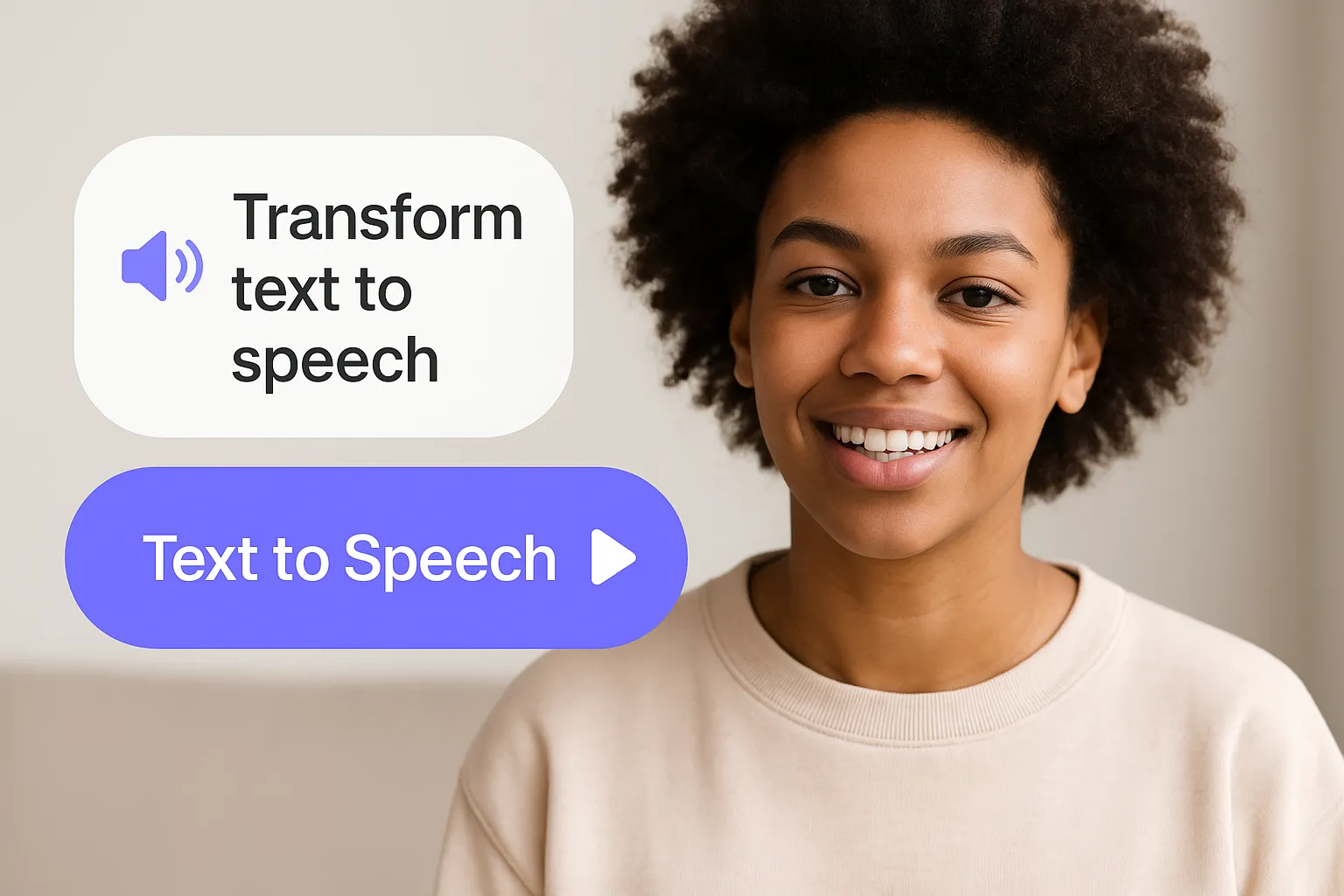 A woman with a speech bubble above her head.