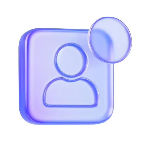 A blue and white icon of a person.