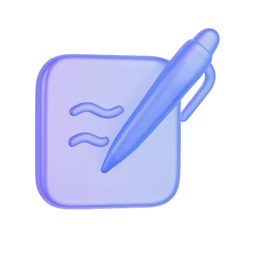 A blue pen sitting on top of a square object.