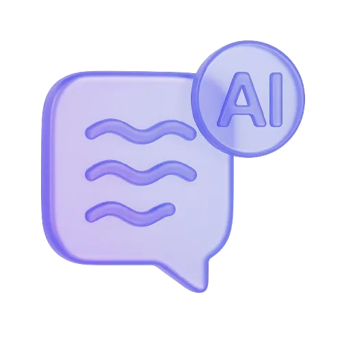 An icon of a speech bubble with the word ai.