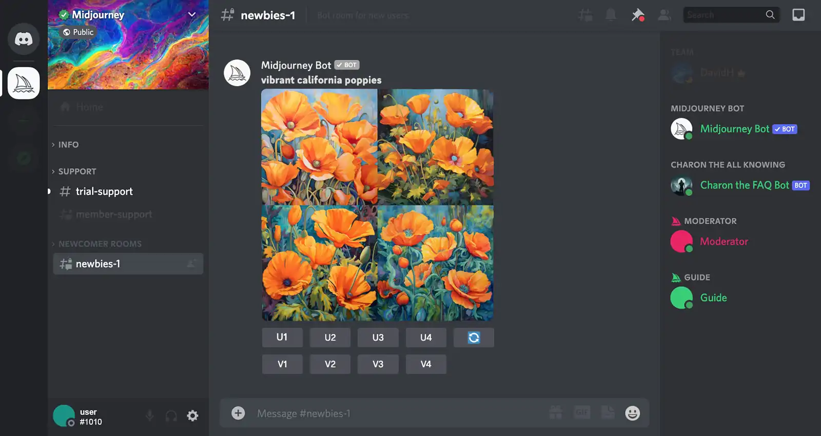 Midjourney works both inside Discord and also on its own platform