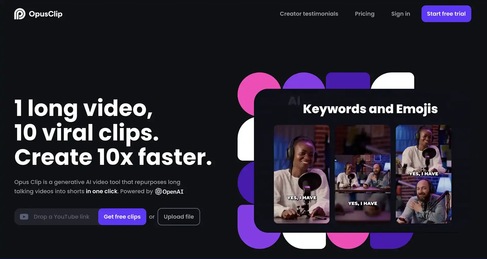 Opus Clip generative ai video tool