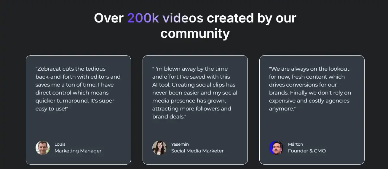 thousands of satisfied customers of Zebracat ai