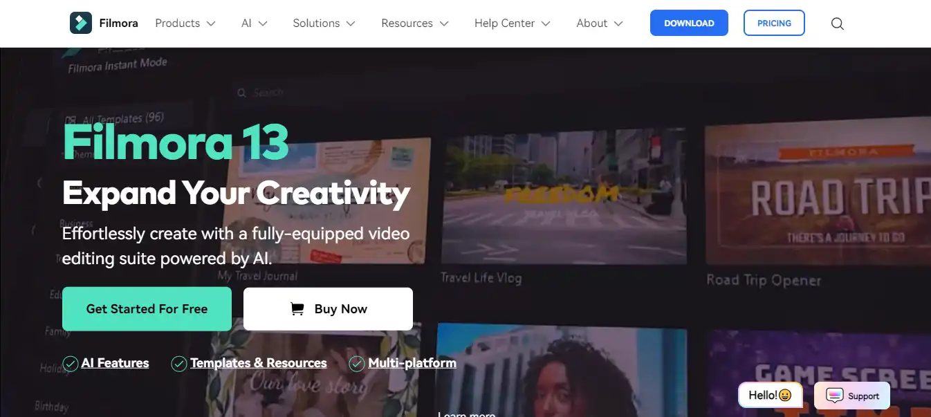 Filmora has advanced AI tools like Smart Cutout, Audio Stretch, and Audio Denoise