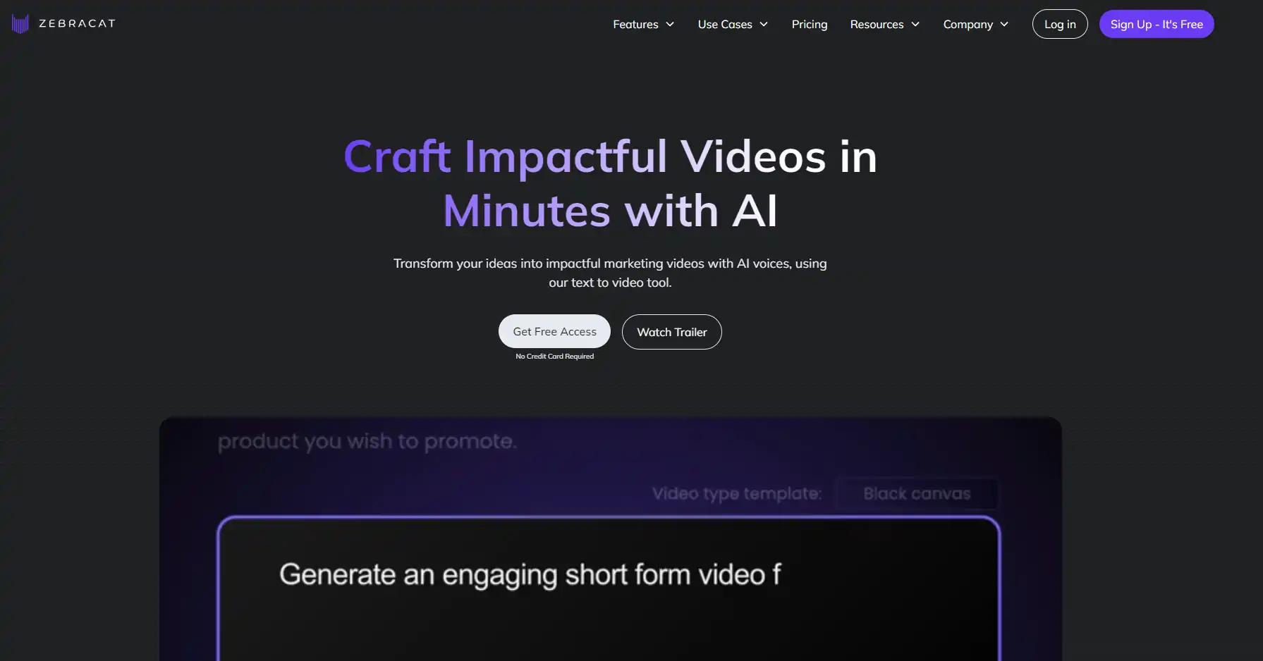 Zebracat is an AI-powered text-to-video tool