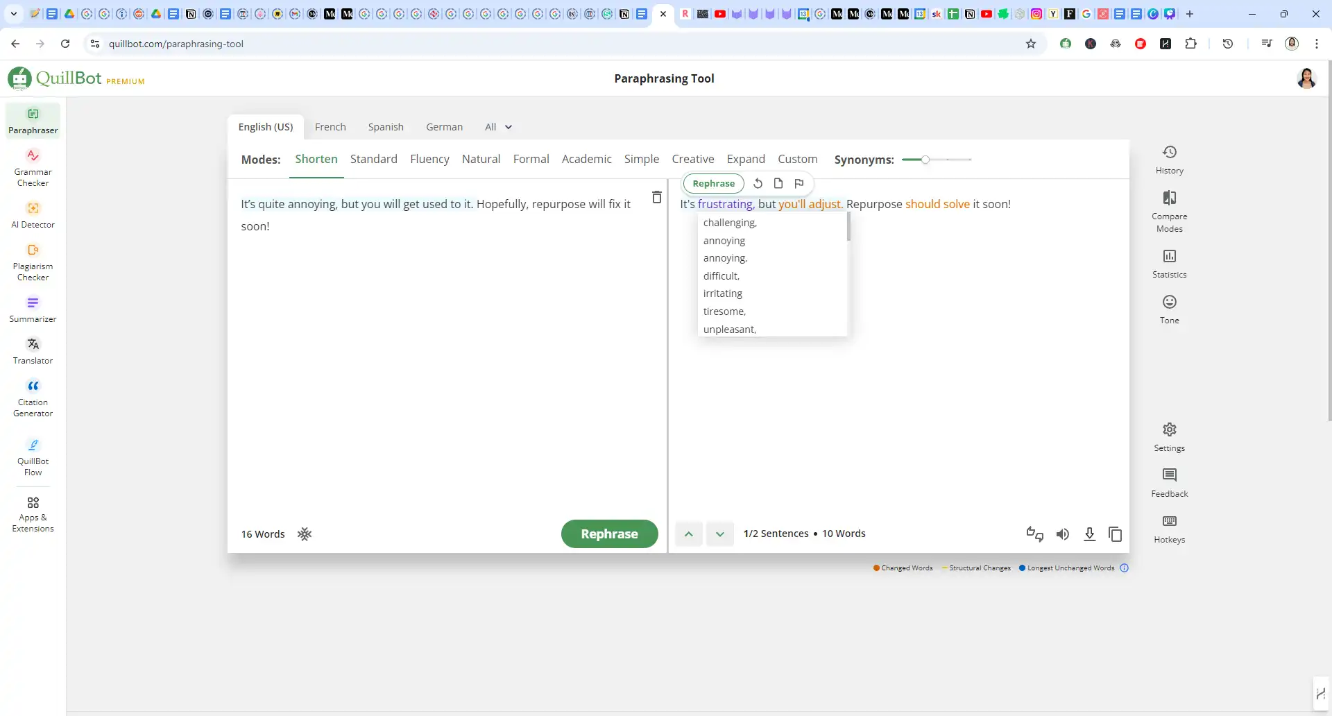 Quillbot AI text grammar checker and rewriter