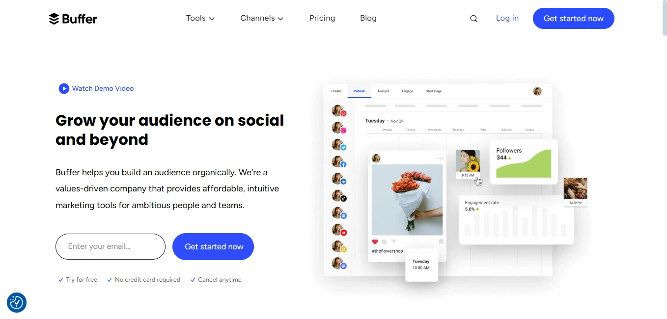 Buffer's website homepage.