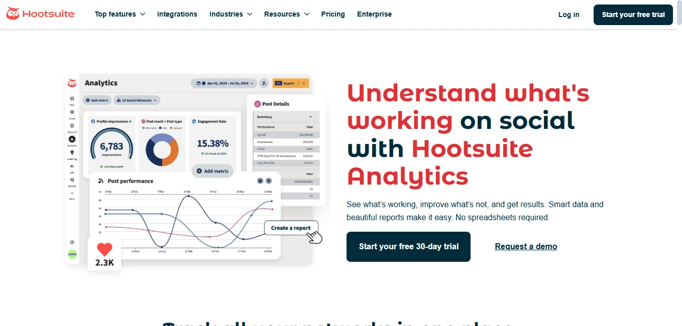 Hootsuite's webpage.