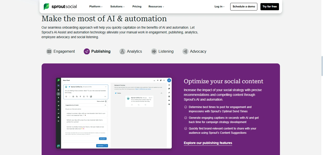 Sproutsocial's webpage.