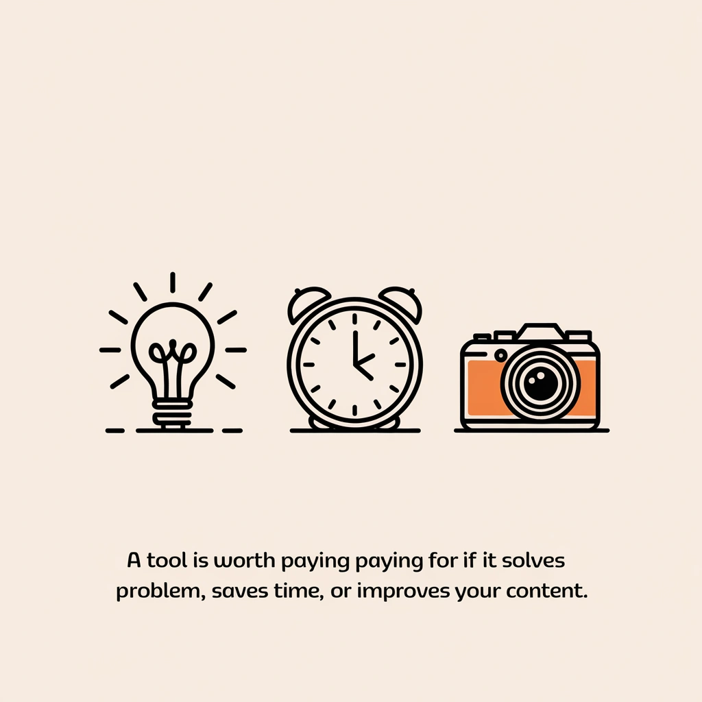 Image of lightbulb, alarm clock, and camera with a quote.
