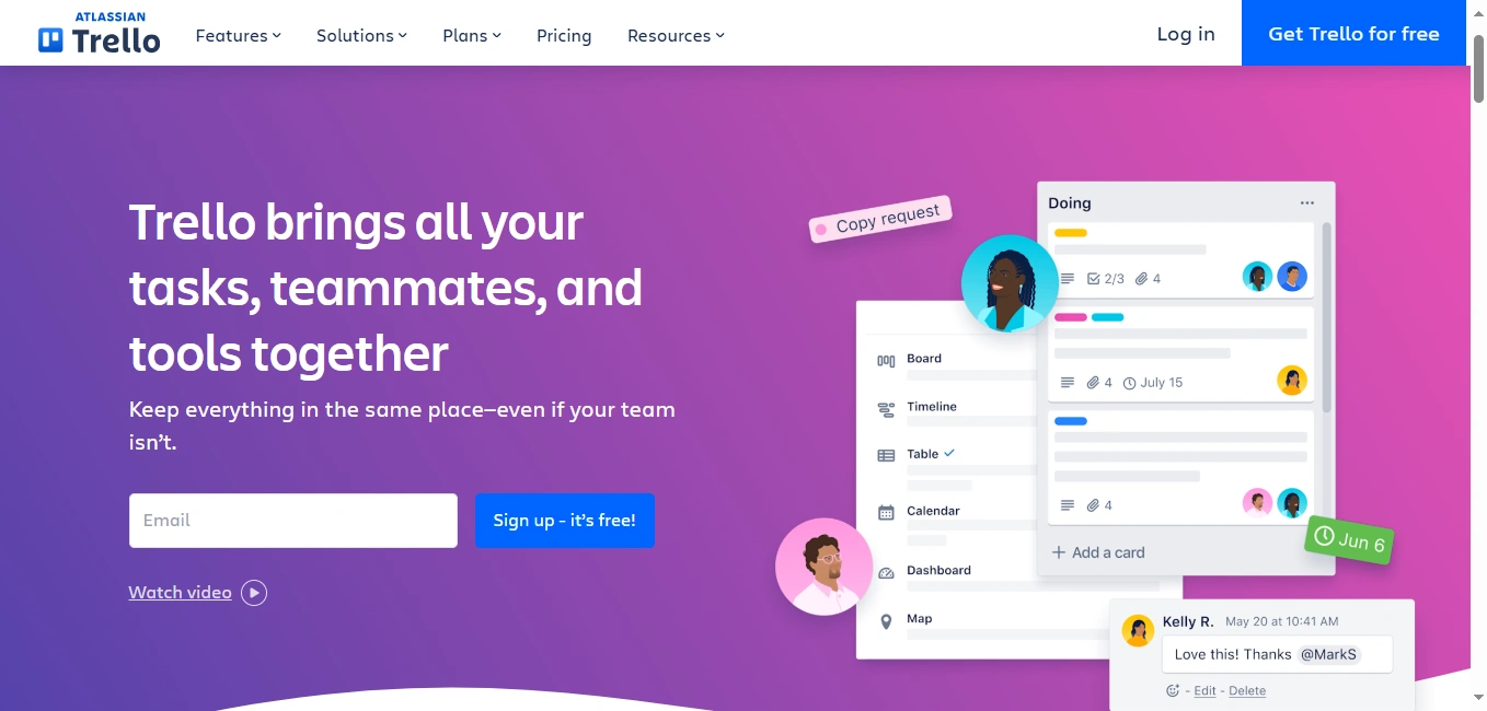 Trello's homepage.