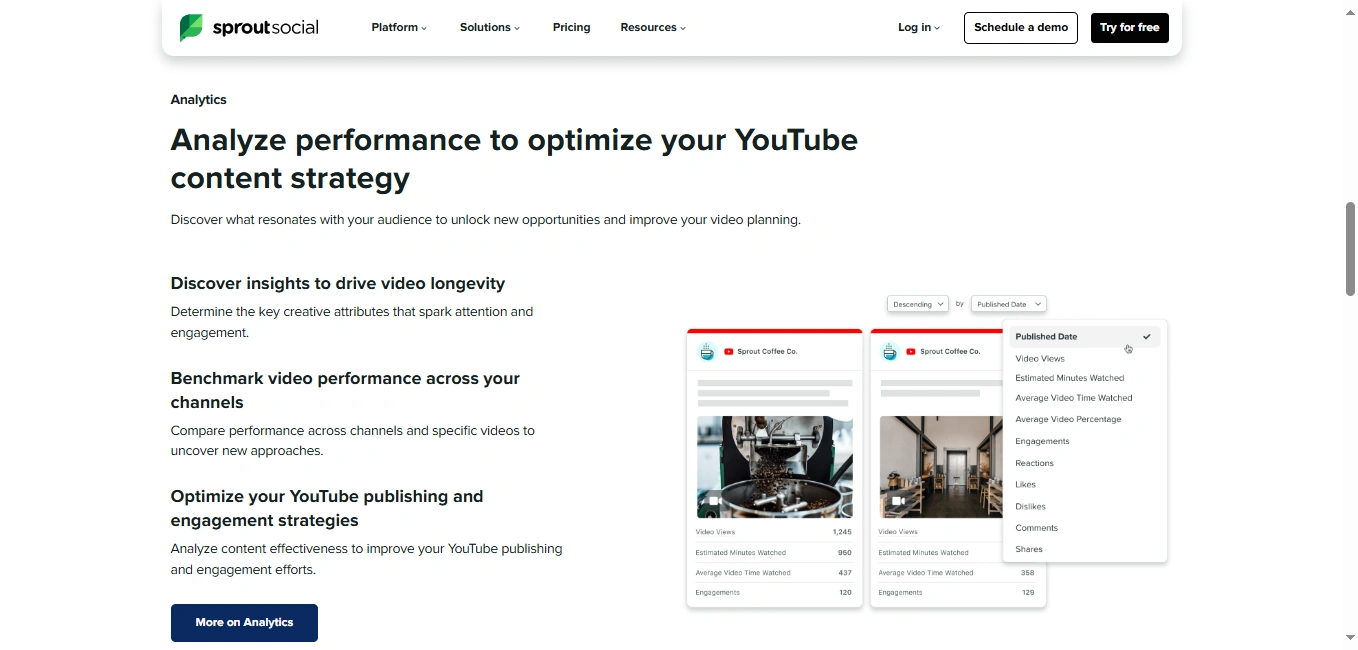 Sprout Social's webpage.