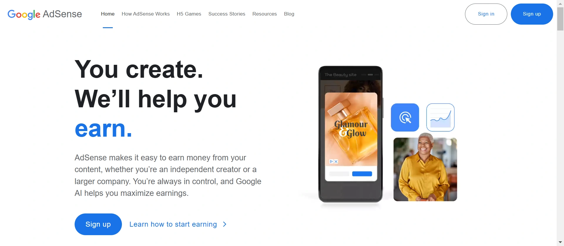 Google Adsense's dashboard.