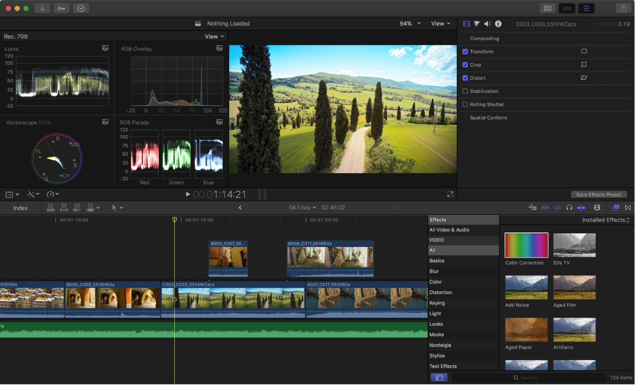 Final Cut Pro's editing interface.