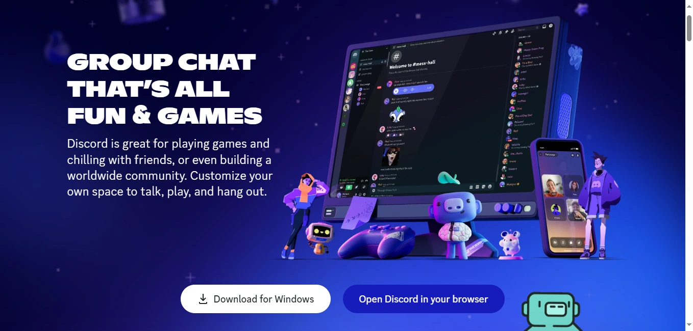Discord's webpage.