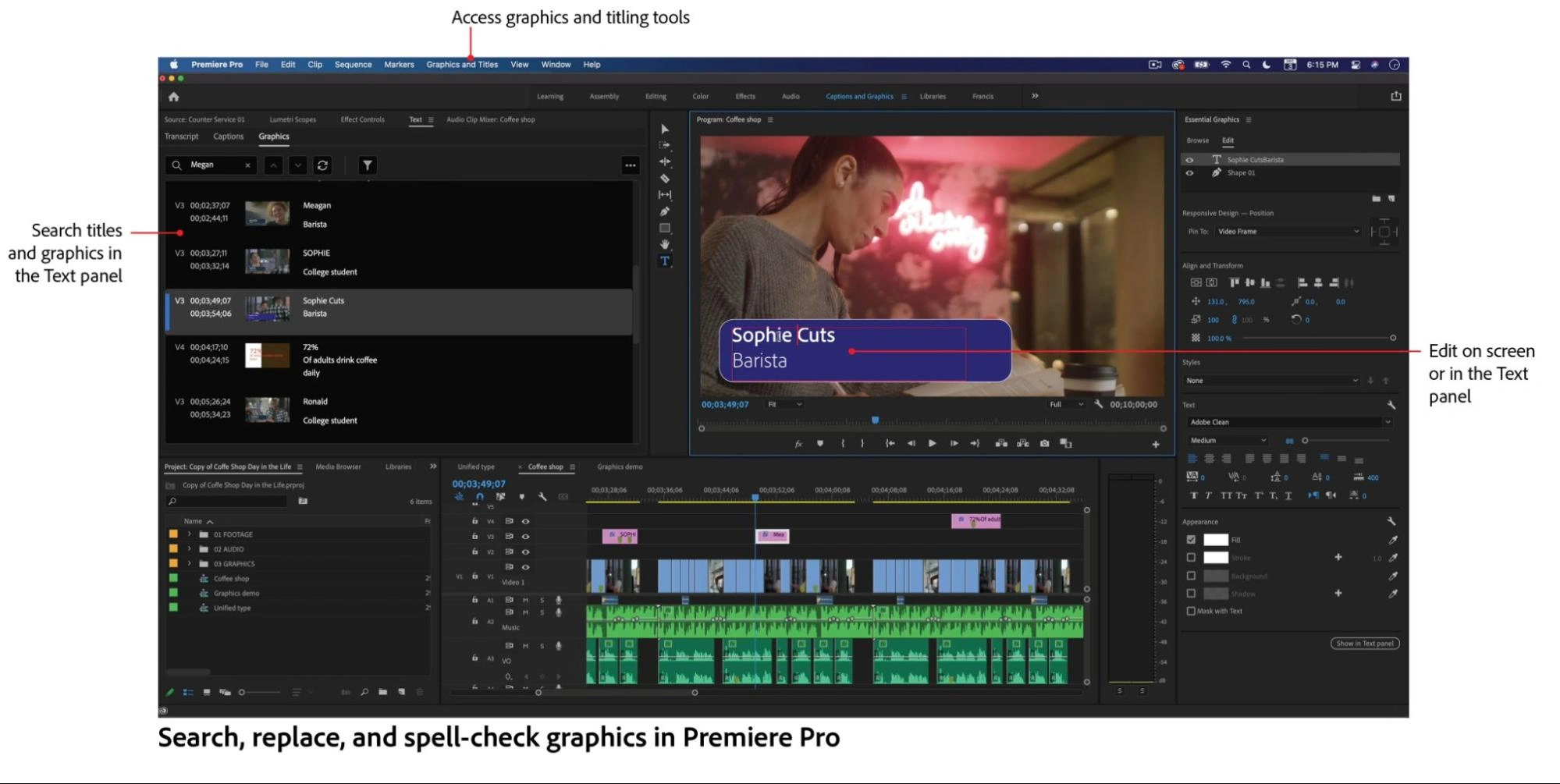 Adobe Premiere Pro's video edition interface.