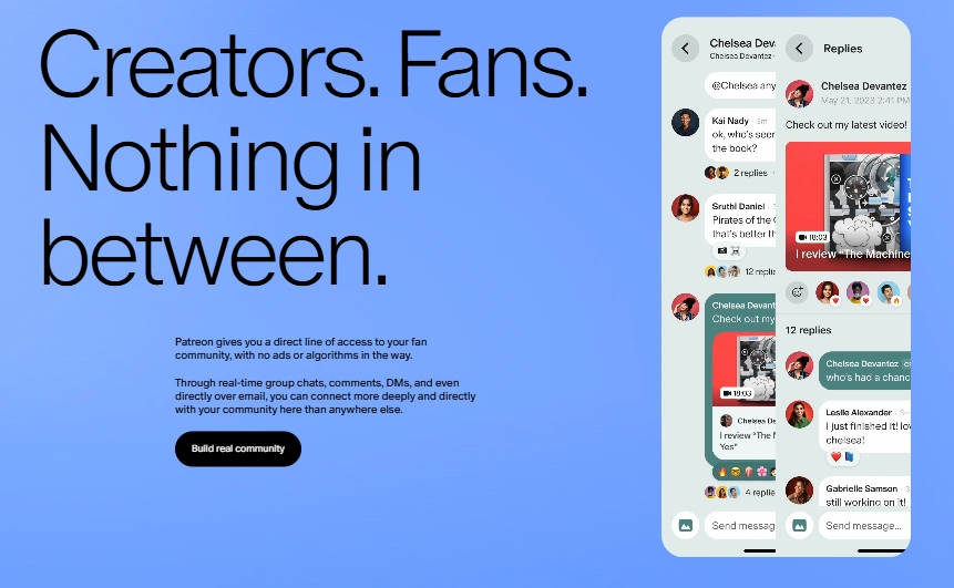 Patreon's dashboard.