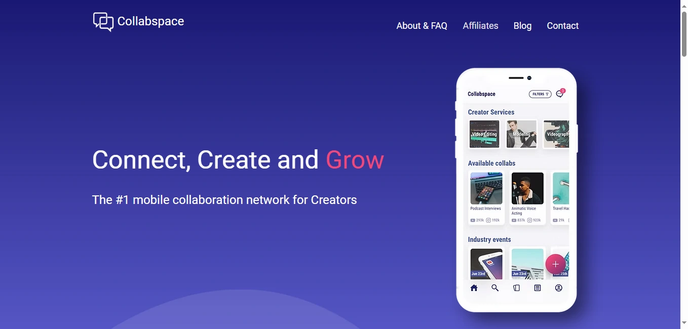 CollabSpace's webpage.