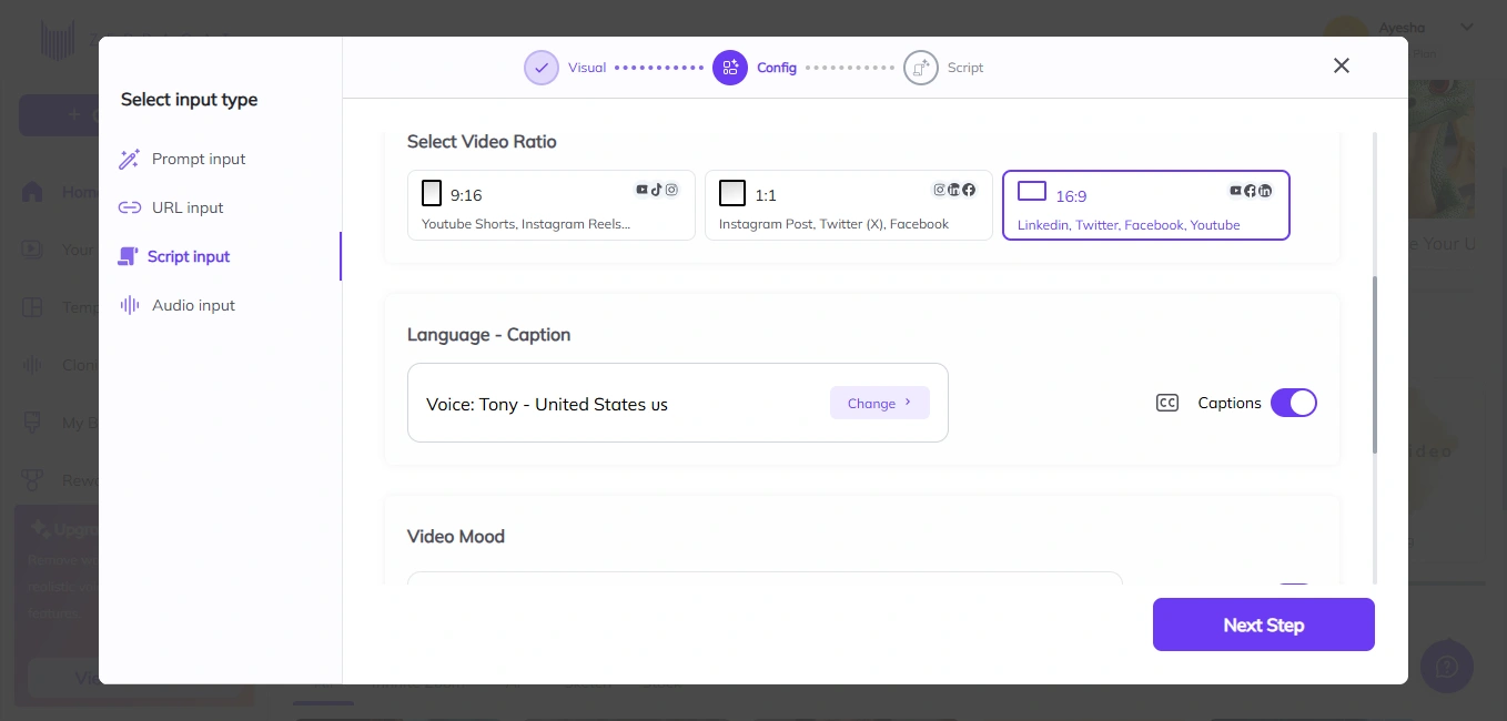 Zebracat's video editing interface.