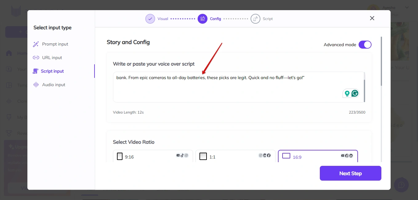 Zebracat's video editing interface.