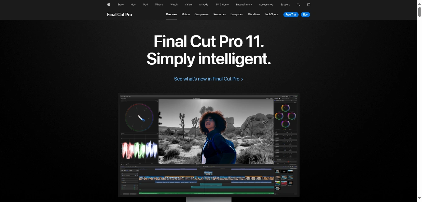 Final Cut Pro X's webpage interface.