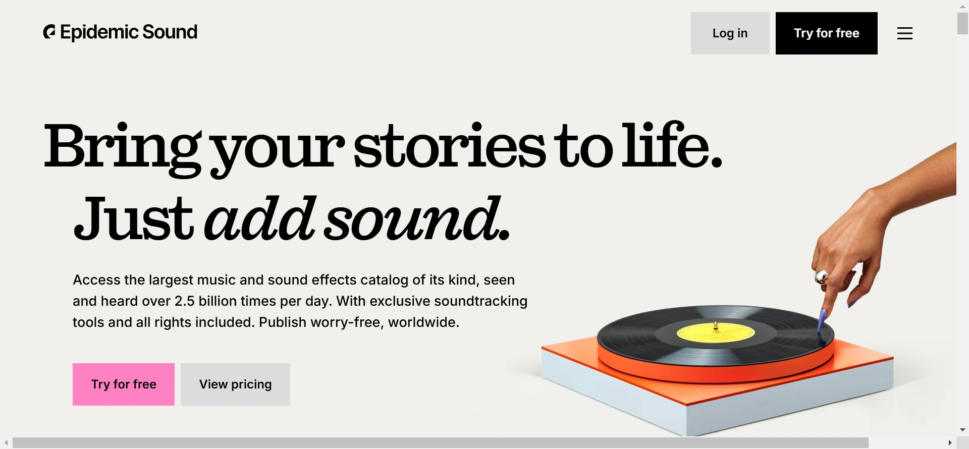 Epidemic Sound's webpage.