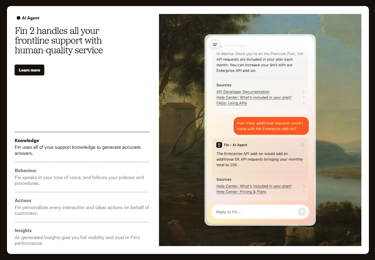 Intercom's webpage.