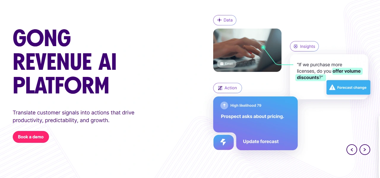Gong.io's webpage.