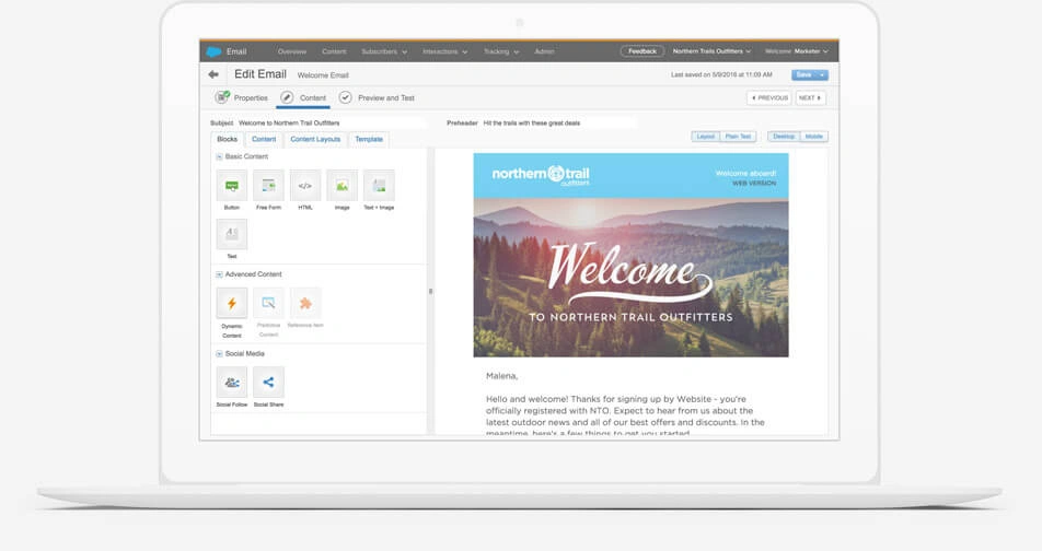 Salesforce Marketing Cloud's webpage.