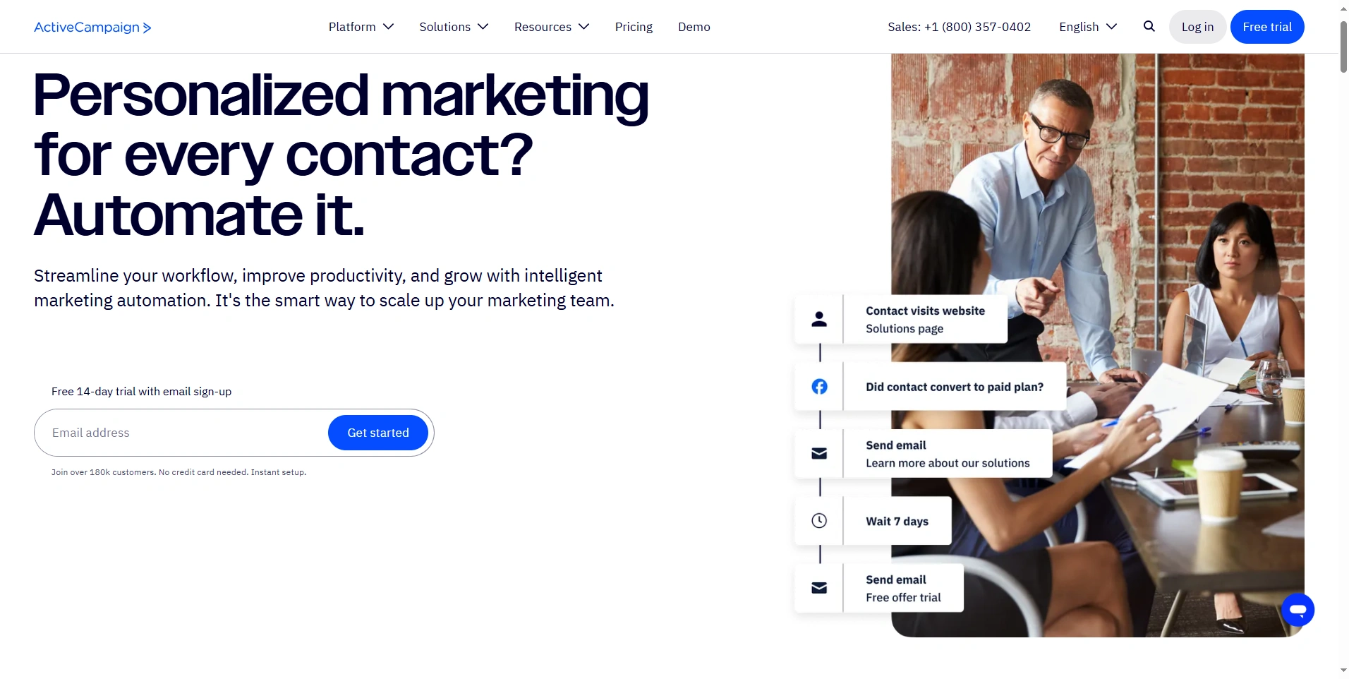 ActiveCampaign's webpage.
