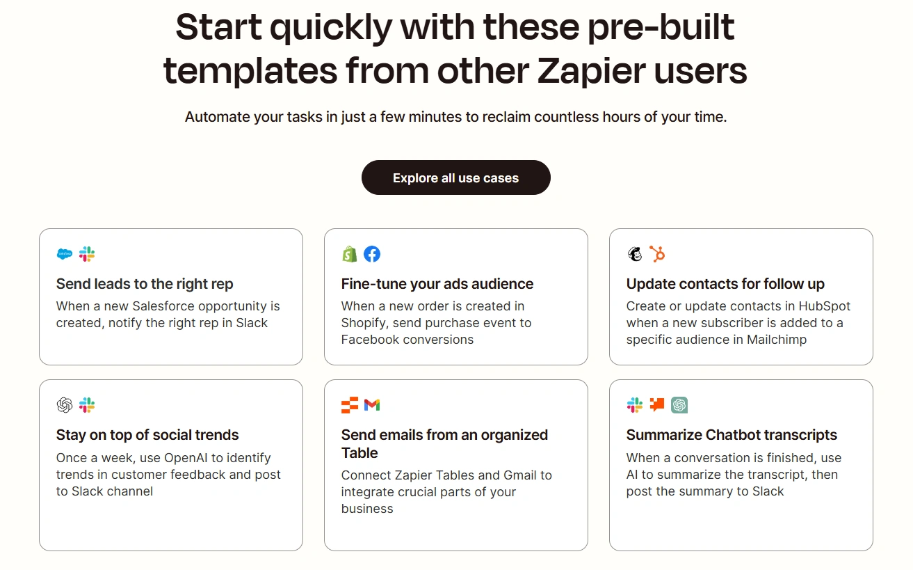 Zapier's webpage.
