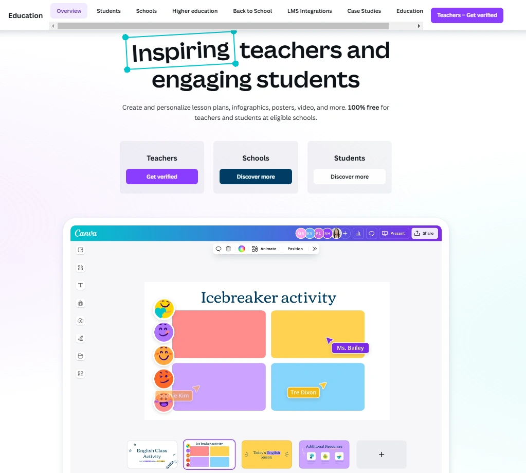 Canva's webpage interface.