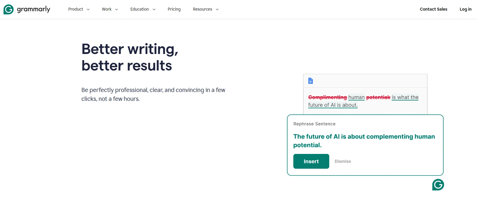 Grammarly's webpage.