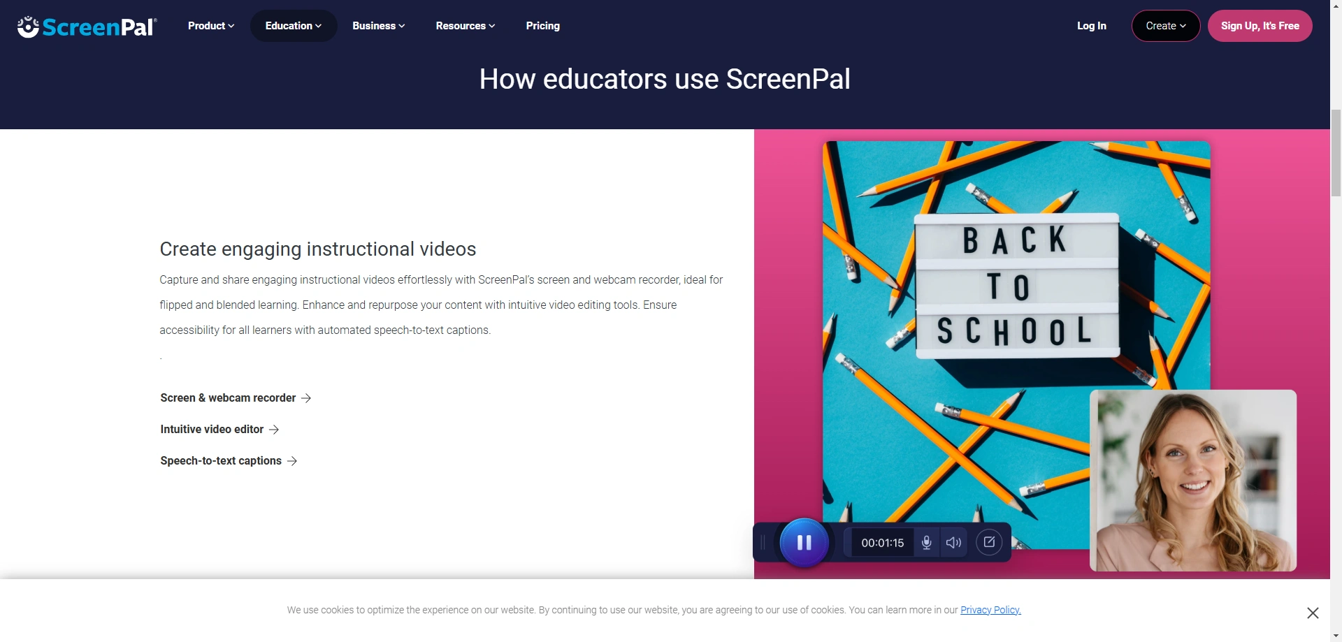 Screencast-O-Matic's webpage.
