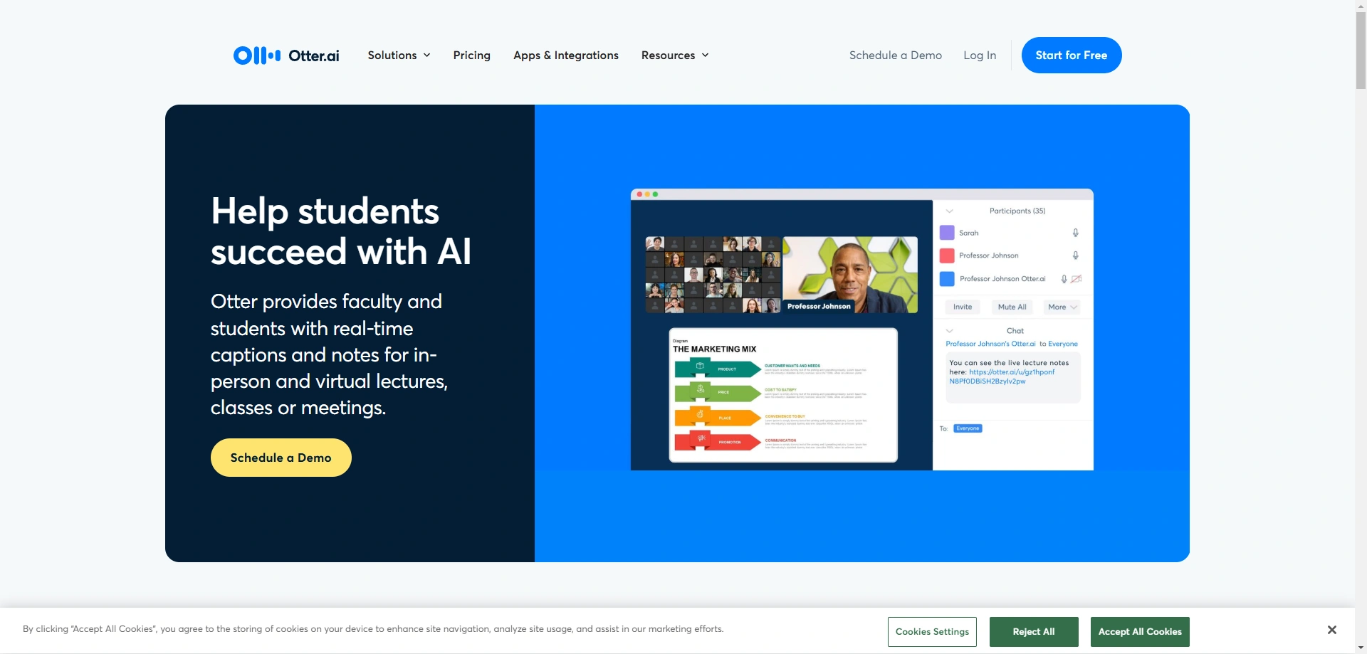 Otter.ai's webpage.