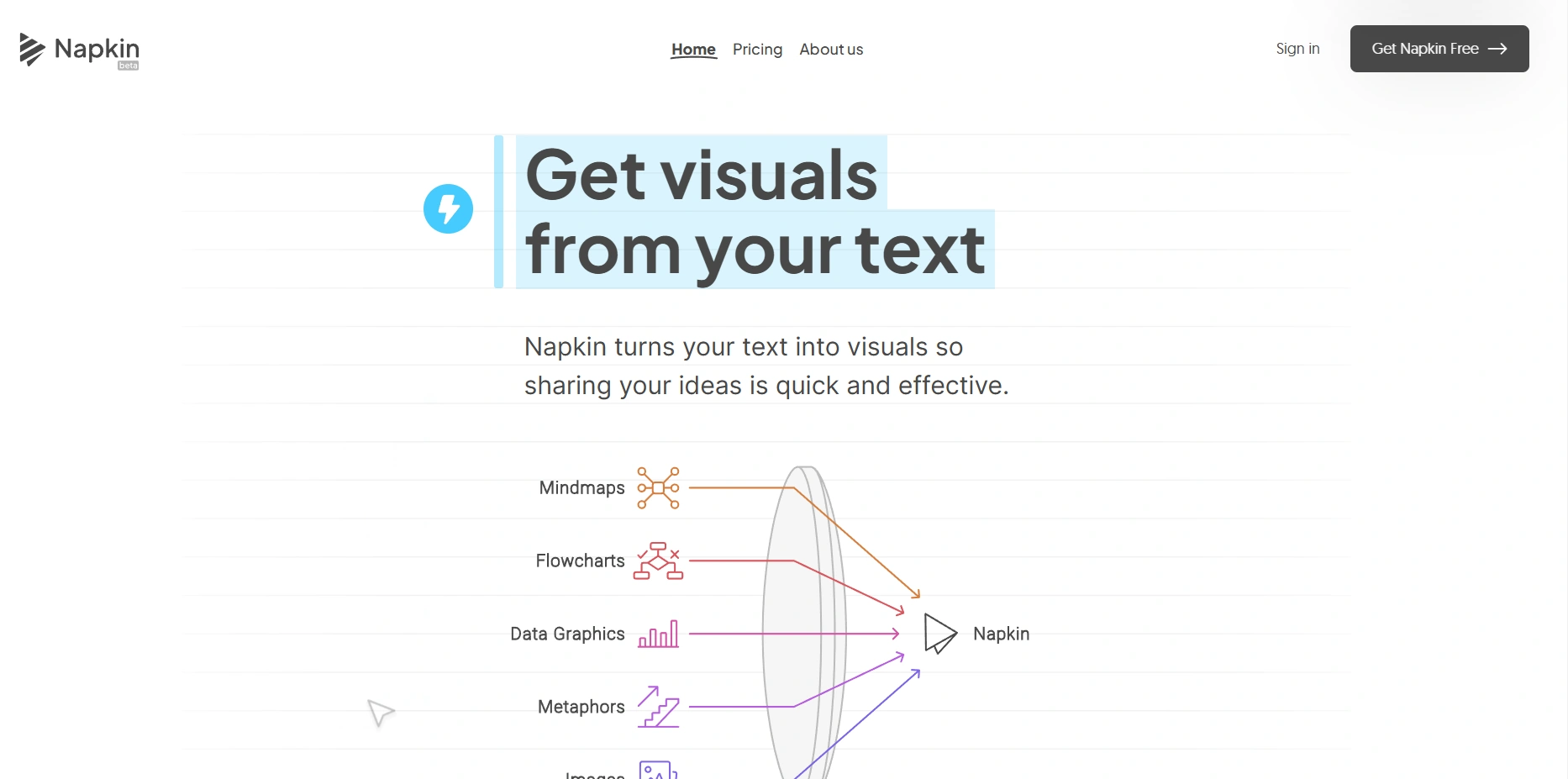 Napkin AI's webpage.