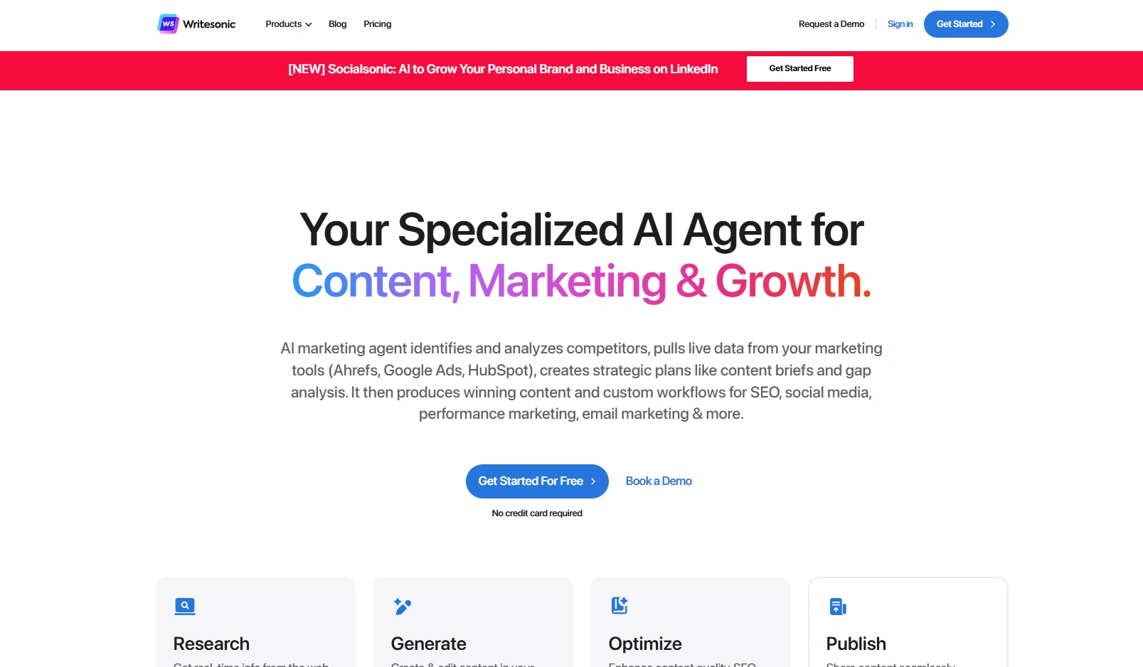 Writesonic's webpage.