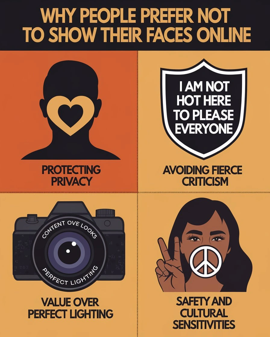 Infographic on reasons for not showing faces online.