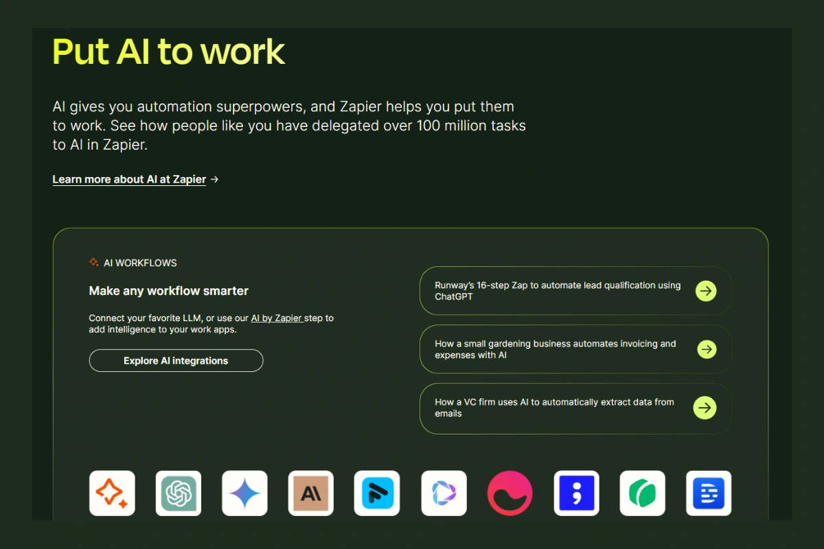 Zapier's webpage.