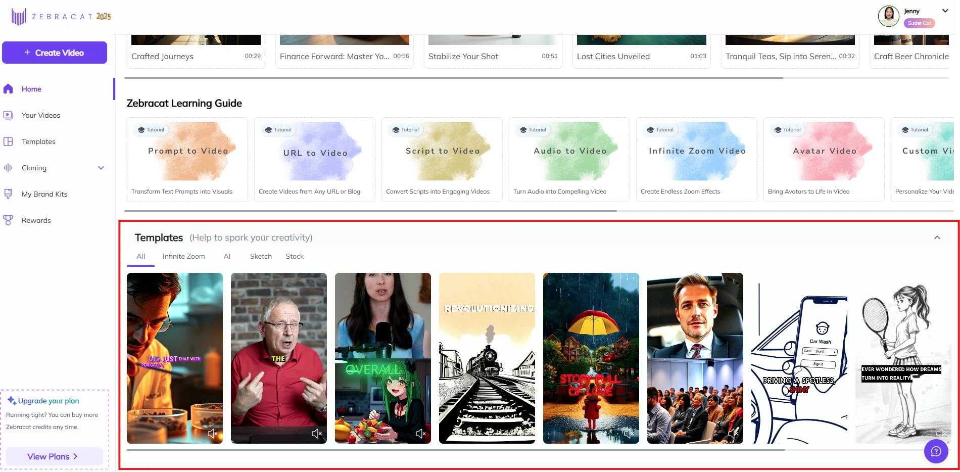 Zebracat's video creation interface.