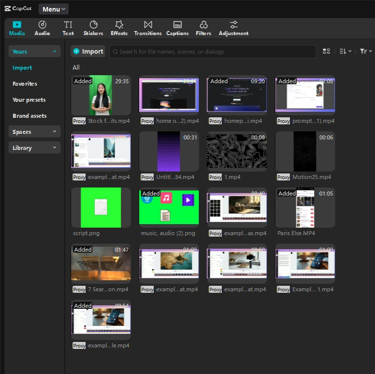 CapCut's video editing interface.