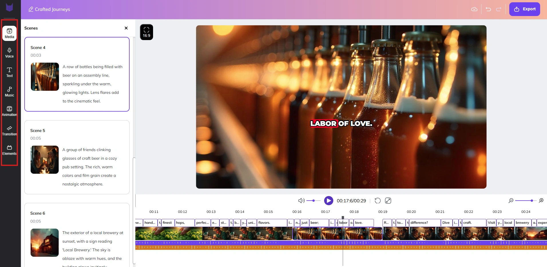 Zebracat's video editing interface.