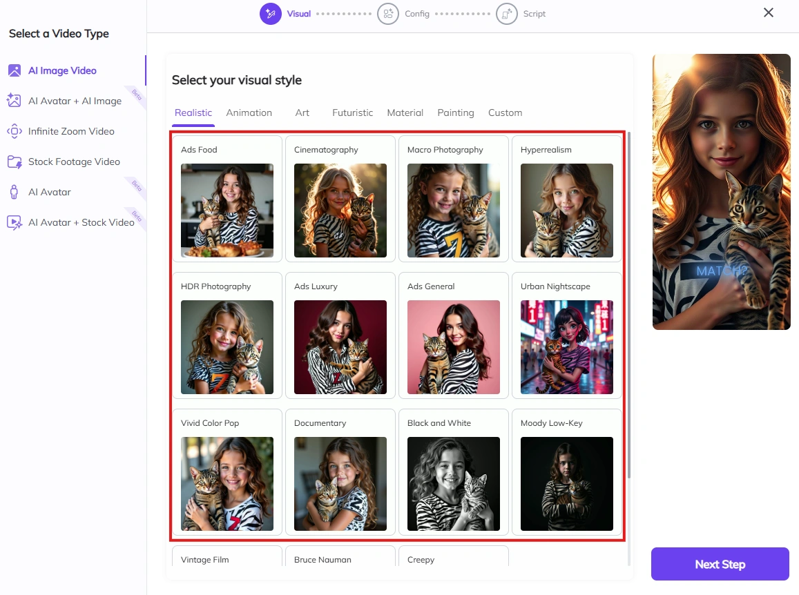 Zebracat's AI image video generator interface.
