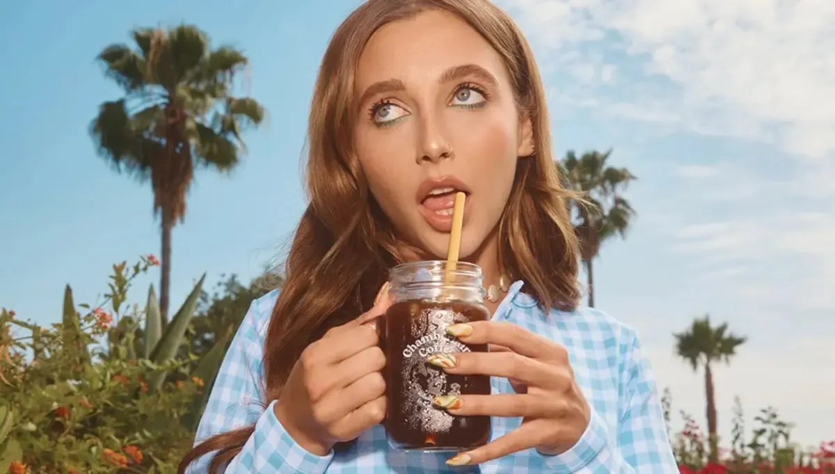 Emma Chamberlain promoting a business.