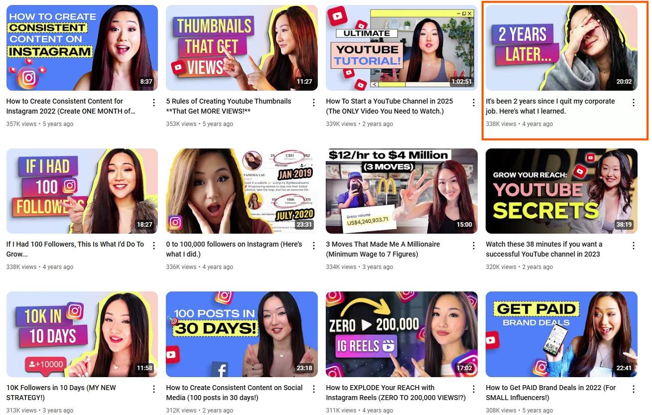 Vanessa Lau's YouTube videos.