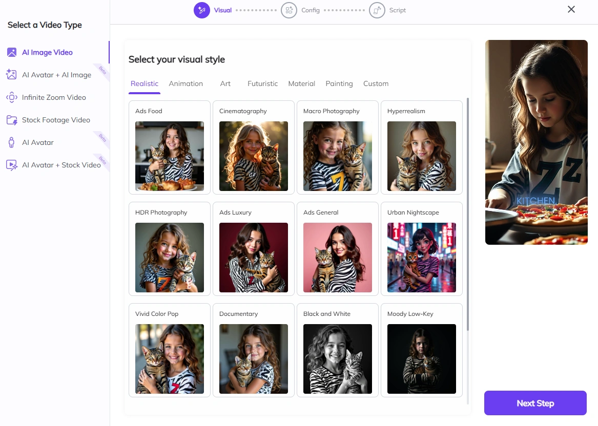 Zebracat's AI image video generator interface.
