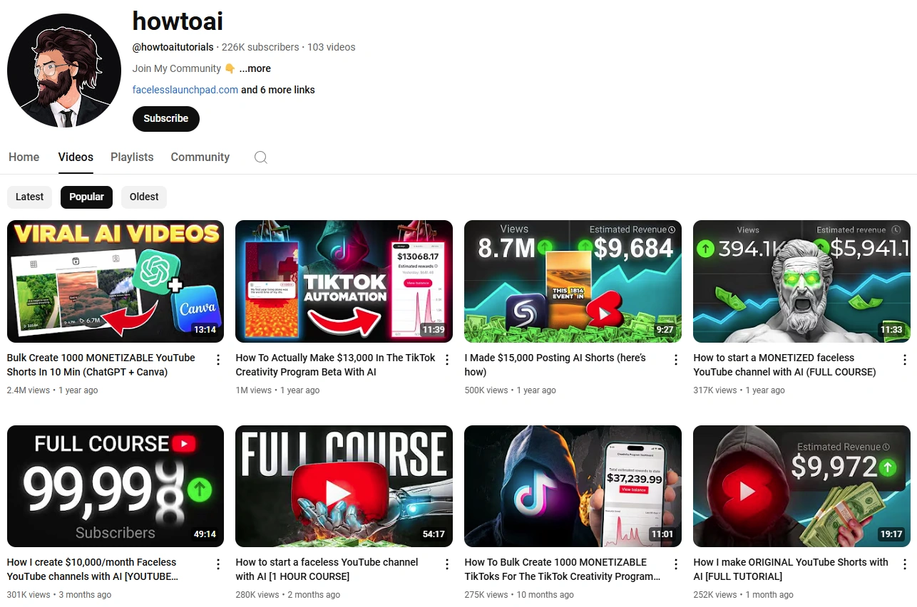 Howtoai's YouTube channel.