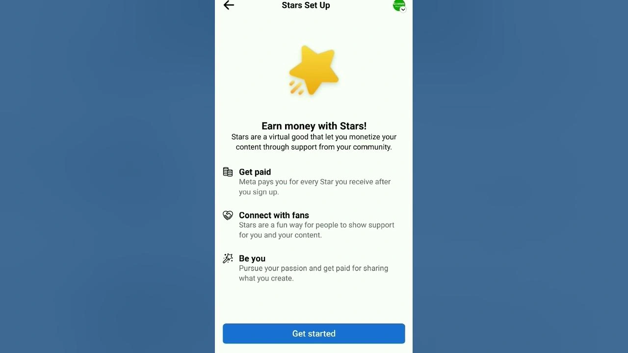 Facebook's "Stars Set Up" page.