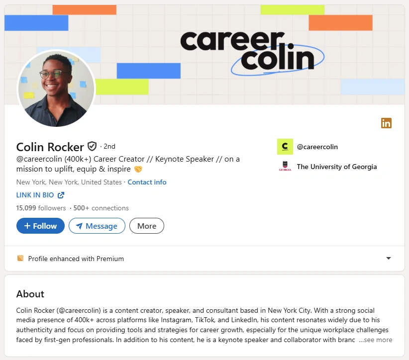 Colin Rocker's LinkIn profile.