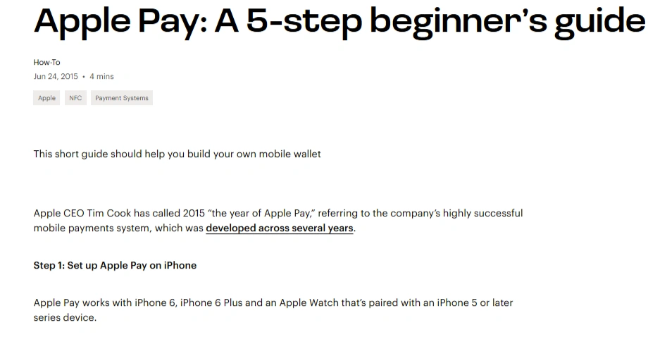 Article titled "Apple Pay: A 5-step beginner's guide".